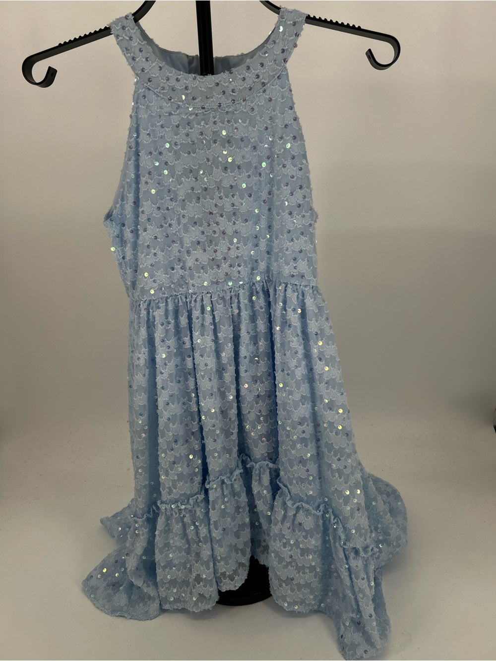 Rare Editions Light Blue Sequin Tiered Formal Dress Size 10